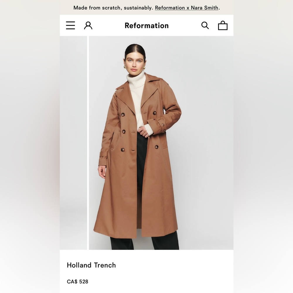 Reformation Tan Holland Trench Coat